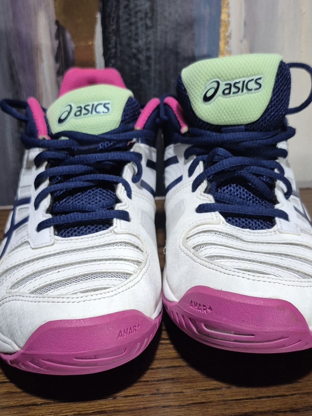 ASICS Kids' White Navy Pink Athletic Shoes
